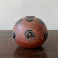 Image 2 of black dot sgraffito vase