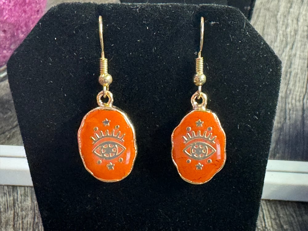 Image of Orange All Seeing Eye Earrings 