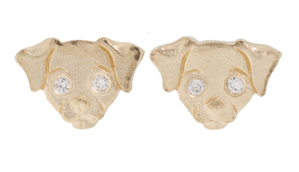 Image of Dog Studs 14 kt  With Diamonds
