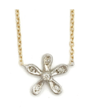 Image of 14 kt and Diamond Flower Necklaces. (two styles)