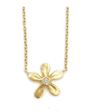Image of 14 kt and Diamond Flower Necklaces. (two styles)