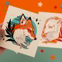 Image 2 of PRINTS Japanese Fox and White Wolf