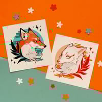 Image 1 of PRINTS Japanese Fox and White Wolf