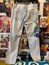 Image 4 of Y2K Reworked Boston Proper Light Stonewash Bedazzle Jeans