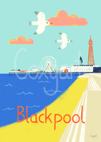 Image 1 of Blackpool Seagull Digital Art Print