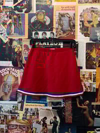 Image 1 of 1990s Red Polyester Cheerleading Company Skirt