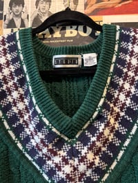 Image 2 of 1980s Studio Brand Preppy Green V-Neck Sweatervest