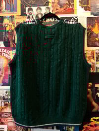Image 3 of 1980s Studio Brand Preppy Green V-Neck Sweatervest