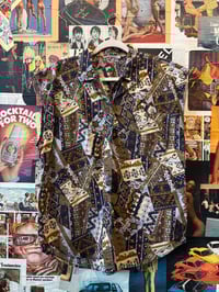 Image 1 of 1990s Sleeve Cut Patterned Brown Shirt