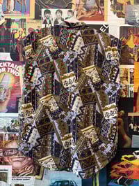 Image 2 of 1990s Sleeve Cut Patterned Brown Shirt