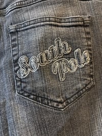Image 4 of Y2K South Pole Stonewash Charcoal Patch Jeans