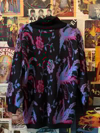 Image 2 of 1980s Loose Fit Black Floral Turtleneck Sweater