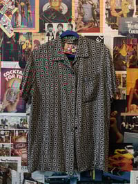 Image 1 of 1980s Beige-Black Printed Oversized Shirt