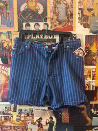 Image 1 of 1980s Levi Strauss 951 Highwaisted Pinstripe Denim Shorts