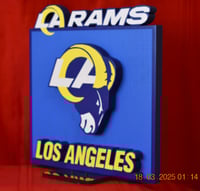 Image 3 of Los Angeles Rams Hand Crafted NFL 3D Wooden Team Logo Wall Décor Hanging Artwork.