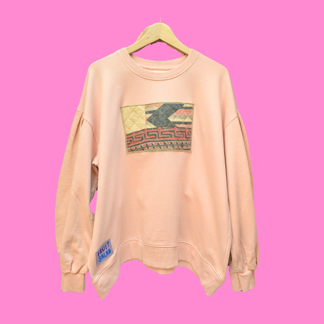 Image of Peach Quilted Patch Sweatshirt - Sustainable