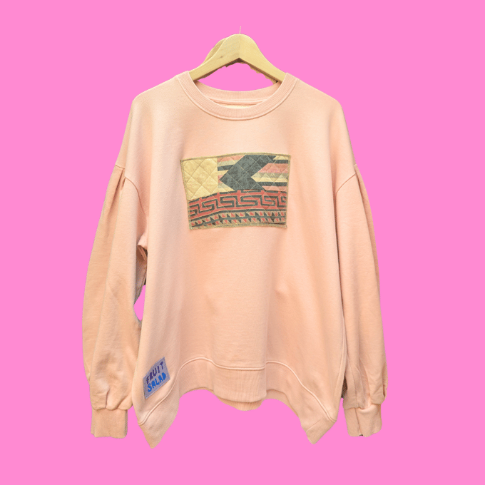 Image of Peach Quilted Patch Sweatshirt - Sustainable