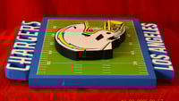 Image 5 of Los Angeles Chargers Hand Crafted NFL 3D Wooden Team Helmet Wall Décor Hanging Artwork.