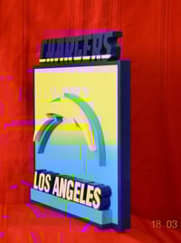 Image 2 of Los Angeles Chargers Hand Crafted NFL 3D Wooden Team Logo Wall Décor Hanging Artwork.