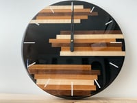 Modern 18" Wood and Resin Black Clock