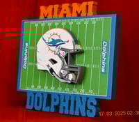 Image 2 of Miami Dolphins Hand Crafted NFL 3D Wooden Team Helmet Wall Décor Hanging Artwork.
