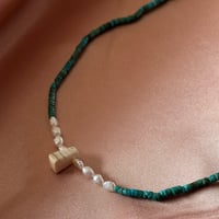 Image 4 of Turquoise, Pearls & Fossilized Ivory Choker
