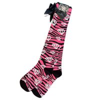 Image 1 of zebra diamond socks *hot pink*