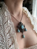 Très grand pendentif en argent et pâte de verre turquoise, XIXème siècle !