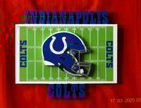 Image 1 of Indianapolis Colts Hand Crafted NFL 3D Wooden Team Helmet Wall Décor Hanging Artwork.