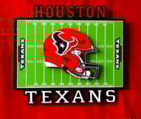 Image 1 of Houston Texans Hand Crafted NFL 3D Wooden Team Helmet Wall Décor Hanging Artwork.