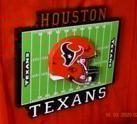Image 3 of Houston Texans Hand Crafted NFL 3D Wooden Team Helmet Wall Décor Hanging Artwork.