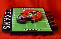 Image 4 of Houston Texans Hand Crafted NFL 3D Wooden Team Helmet Wall Décor Hanging Artwork.