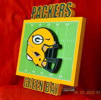 Image 4 of Green Bay Packers Hand Crafted NFL 3D Wooden Team Helmet Wall Décor Hanging Artwork