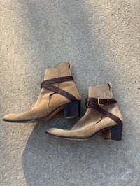 Image 1 of Yves Saint Laurent Rive Gauche Suede Leather Strap Boots