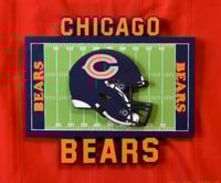 Image 1 of Chicago Bears Hand Crafted NFL 3D Wooden Team Helmet Wall Décor Hanging Artwork.