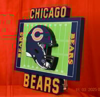Image 2 of Chicago Bears Hand Crafted NFL 3D Wooden Team Helmet Wall Décor Hanging Artwork.
