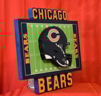 Image 3 of Chicago Bears Hand Crafted NFL 3D Wooden Team Helmet Wall Décor Hanging Artwork.