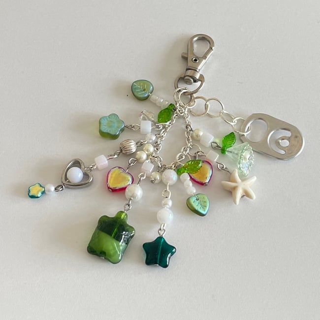 'save the turtle' upcycled cluster keychain