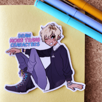 Image 1 of Draw More Trans Characters Vinyl Sticker