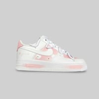 Image 1 of Custom Air Style 1 "As you with White & Pink low top sneakers with rope laces white"