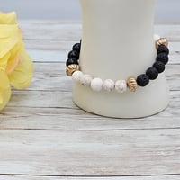 Image 2 of Howlite Lava Bead Bracelet 