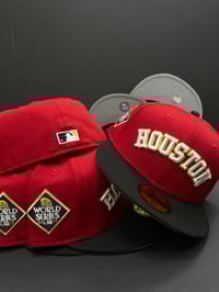 Image 3 of New Era 59Fifty "Bombero" Scarlet /White /Metallic Gold