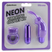 Image 1 of Neon Vibrating Couples Kit in Purple