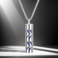 Image 2 of Cylindrical Stainless Steel Raindrop Aromatherapy Necklace