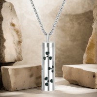 Image 2 of Cylindrical Stainless Steel Clover Aromatherapy Necklace 