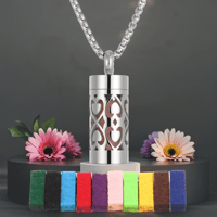 Image 1 of Small Geometric Stainless Steel Spades Aromatherapy Necklace