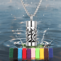Image 1 of Geometric Stainless Steel Swirl Aromatherapy Necklace