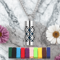 Image 1 of Small Cylindrical Stainless Steel X Aromatherapy Necklace