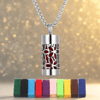 Image 2 of Small Cylindrical Stainless Steel Daisy Aromatherapy Necklace