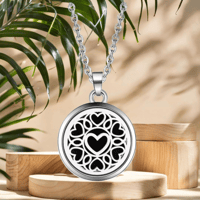 Image 2 of Minimalist Titanium Black Hearts Aromatherapy Necklace